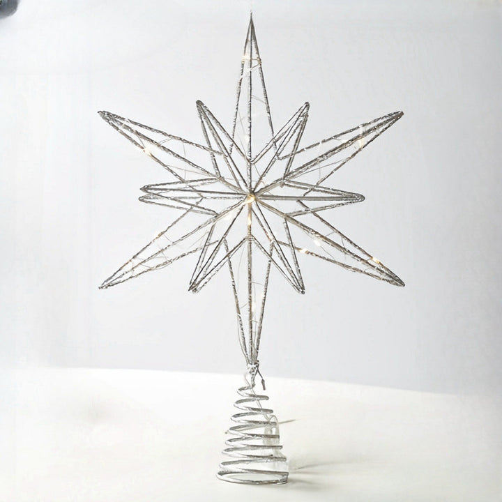 Beleuchteter Weihnachtsbaum-Stern aus Eisen, 25x33 cm