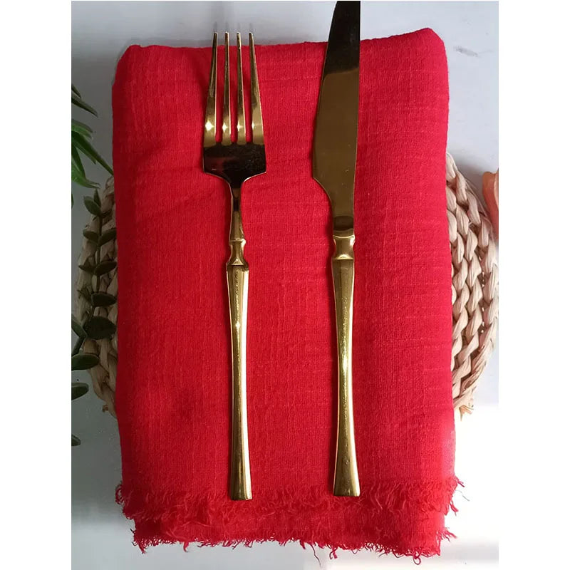 12pcs Baumwoll-Leinen Tischservietten Tischdekoration Stoffservietten | Karnz
