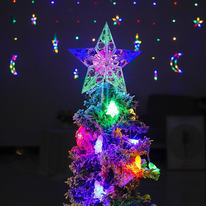 Beleuchteter Weihnachtsbaum-Spitzenstern mit Lichteffekten
