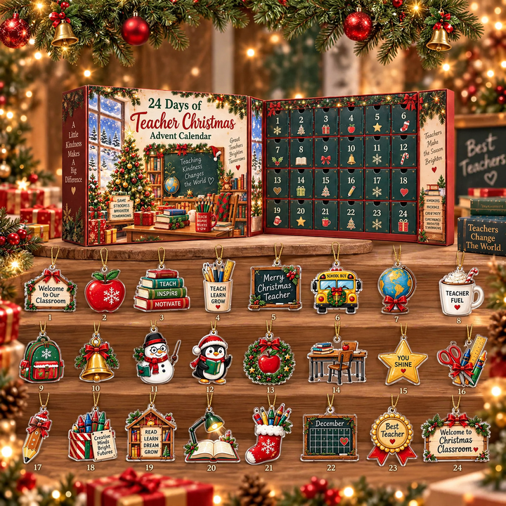 Weihnachts-Countdown-Geschenkbox mit 24 Acryl-Anhängern