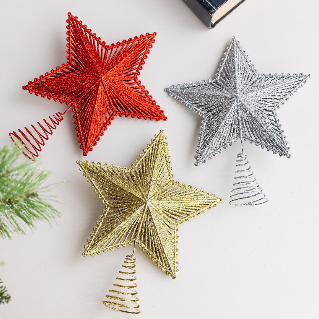 Weihnachtsbaum-Spitze Stern, Kunststoff mit Glitzer