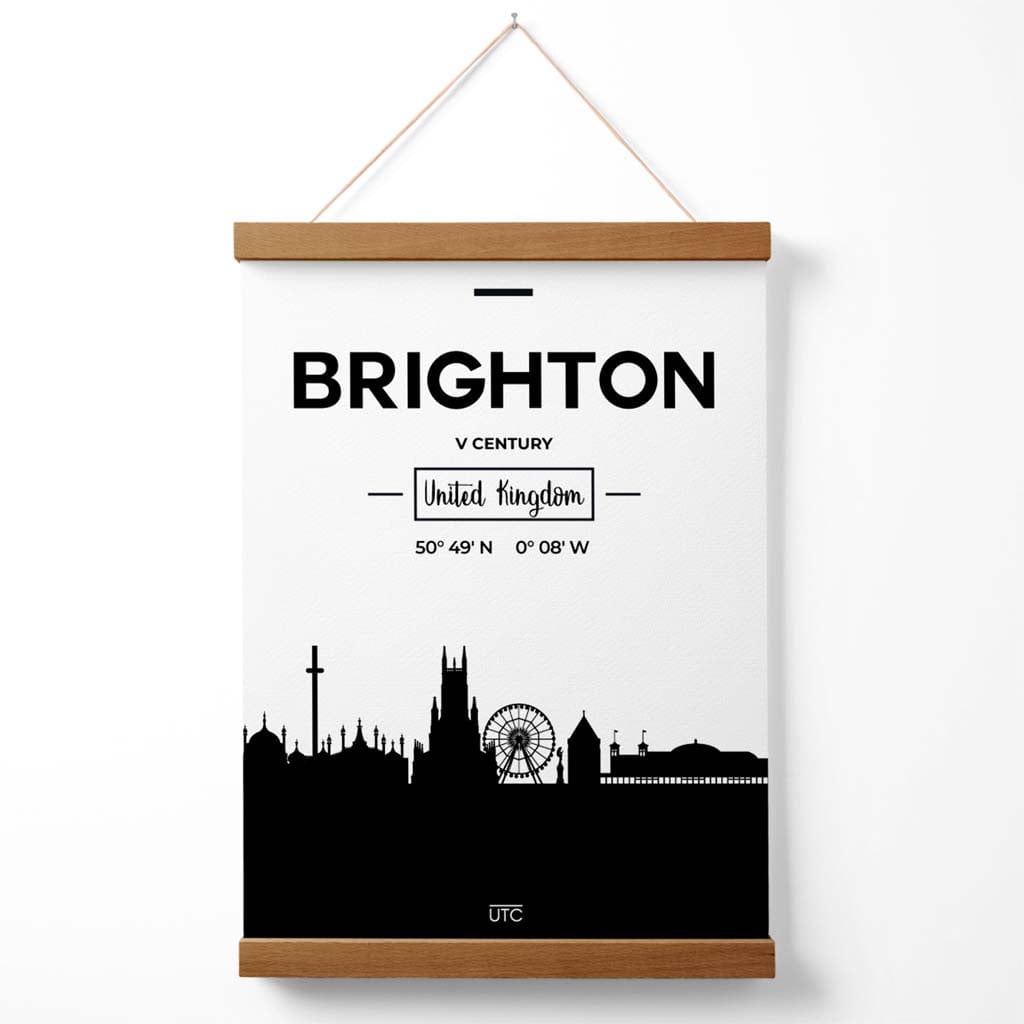 Brighton Schwarz-Weiß-Stadtbildposter mit Aufhänger
