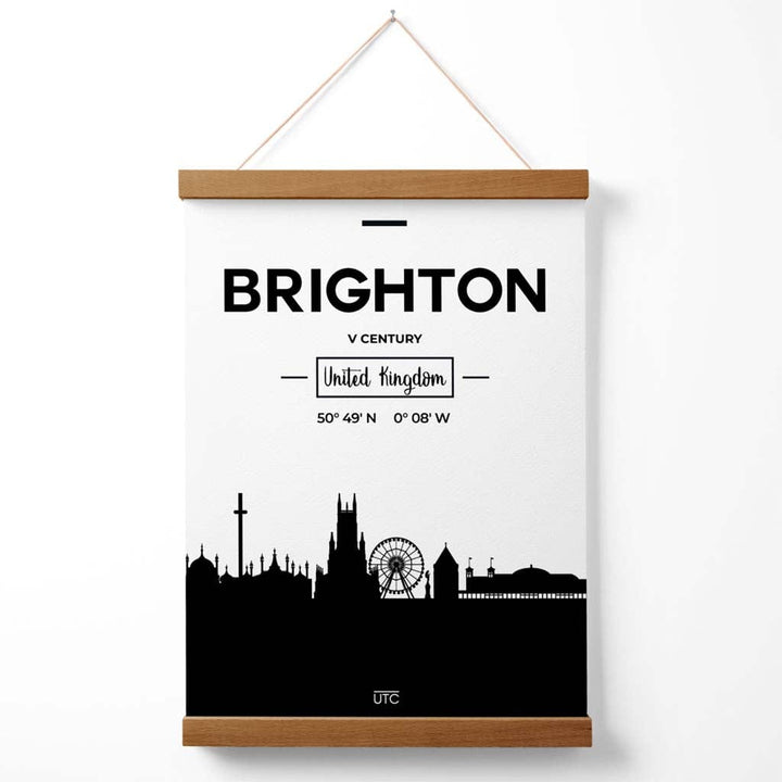 Brighton Schwarz-Weiß-Stadtbildposter mit Aufhänger