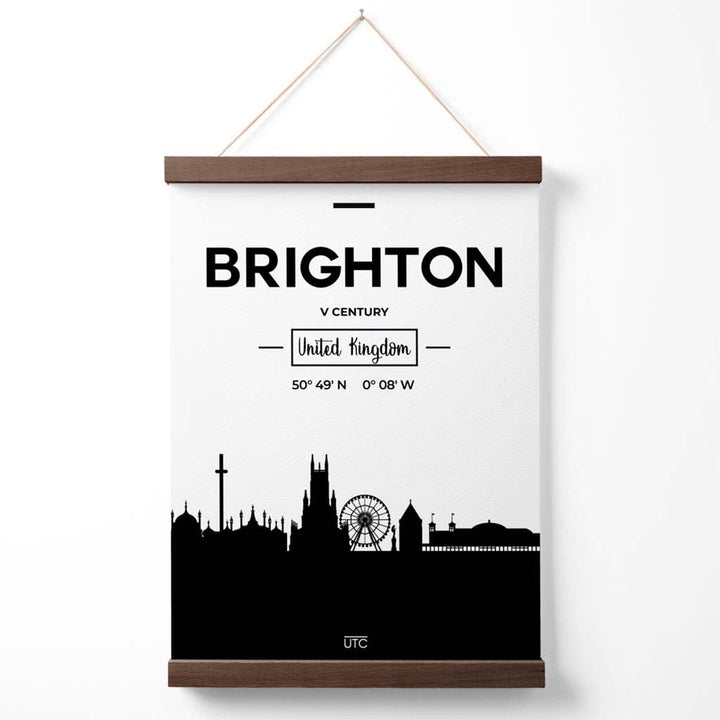 Brighton Schwarz-Weiß-Stadtbildposter mit Aufhänger