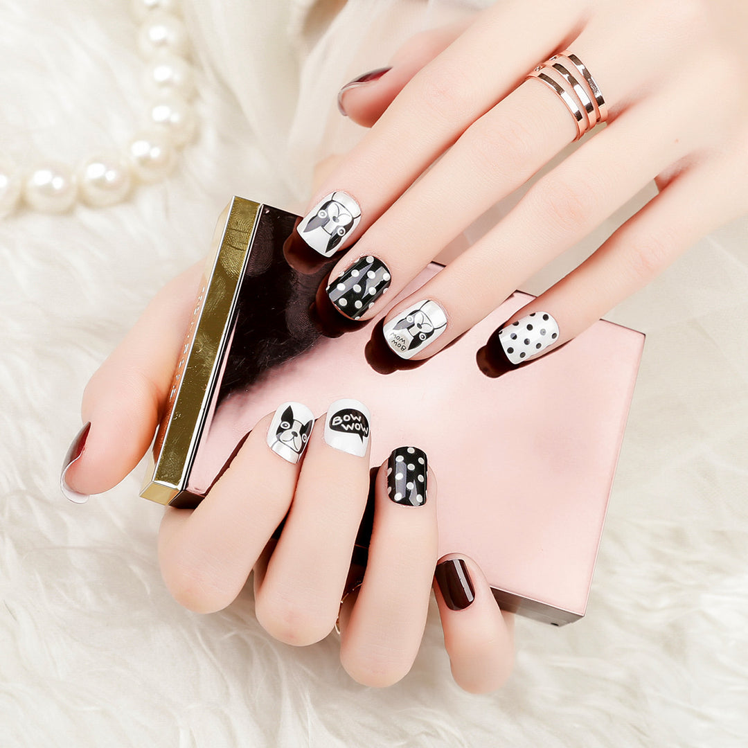 Verspielt Cartoon Tier Druck-On-Nagel Set