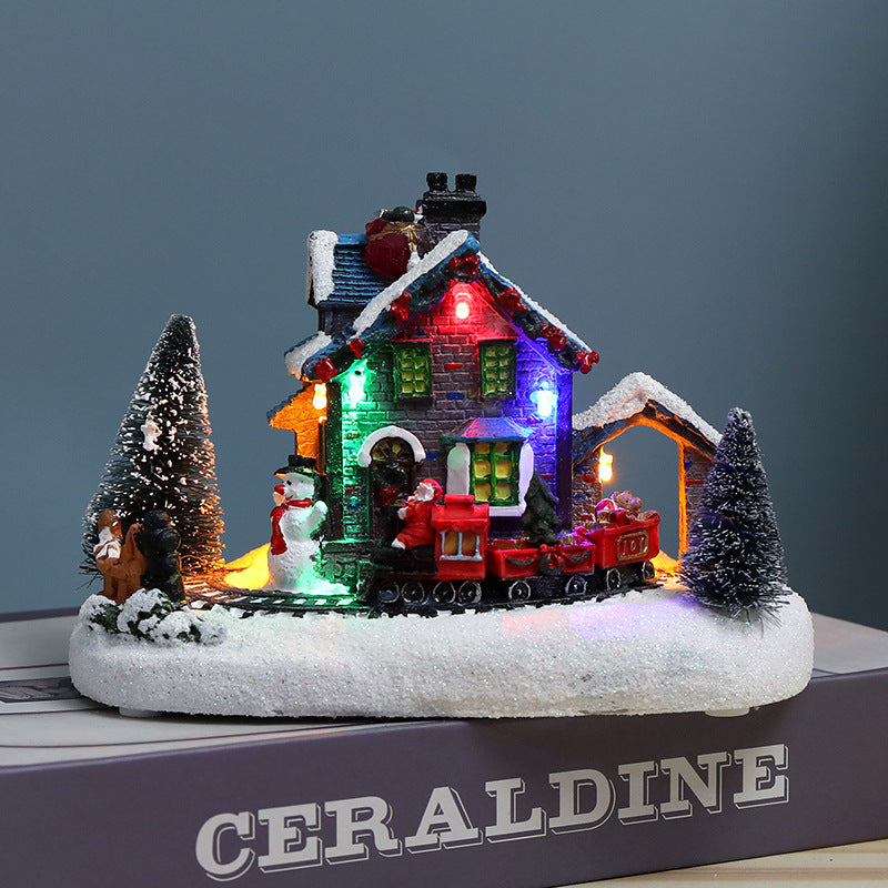 Beleuchtetes LED-Weihnachtshaus, Kunstharz