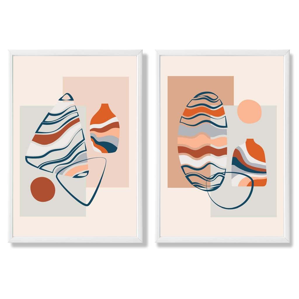 Boho-Pastellformen, 2er-Set gerahmte Kunstdrucke