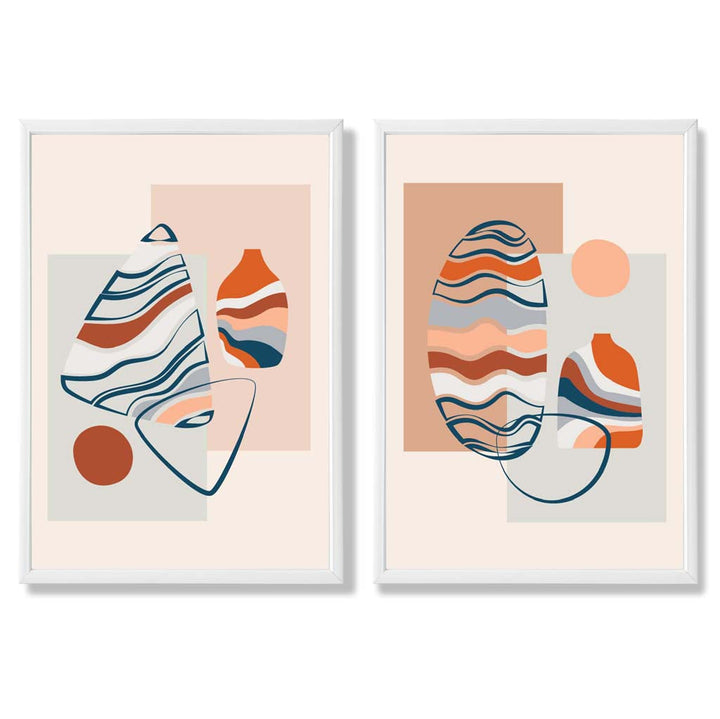Boho-Pastellformen, 2er-Set gerahmte Kunstdrucke