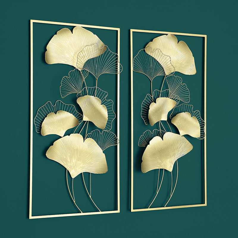 Elegante Ginkgo-Blatt Metall Wandkunst Skulptur Karnz