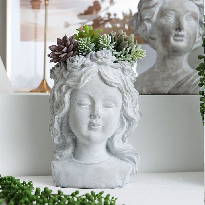 Kunstvolle Kopfskulptur Blumentopf Karnz