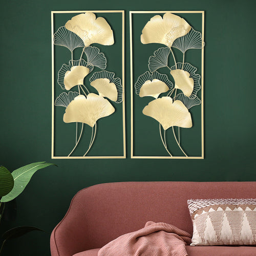 Elegante Ginkgo-Blatt Metall Wandkunst Skulptur Karnz