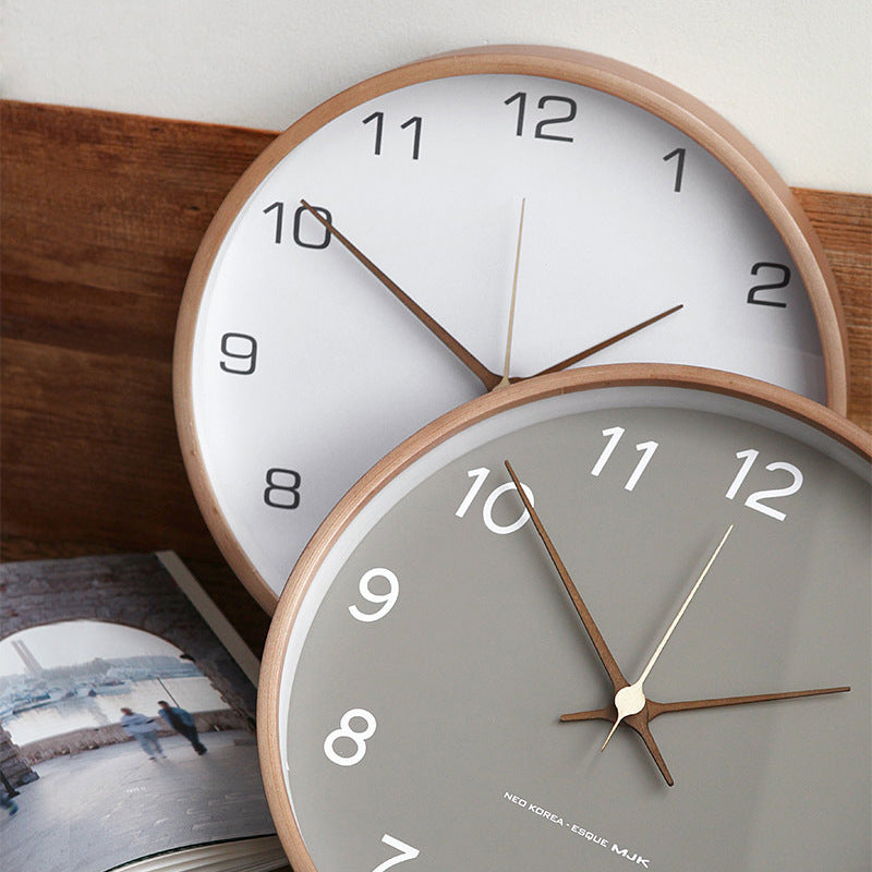 Minimalistische Holz-Wanduhr - Stille analoge Uhr aus massivem Holz für Wohnzimmer und Schlafzimmer | Karnz