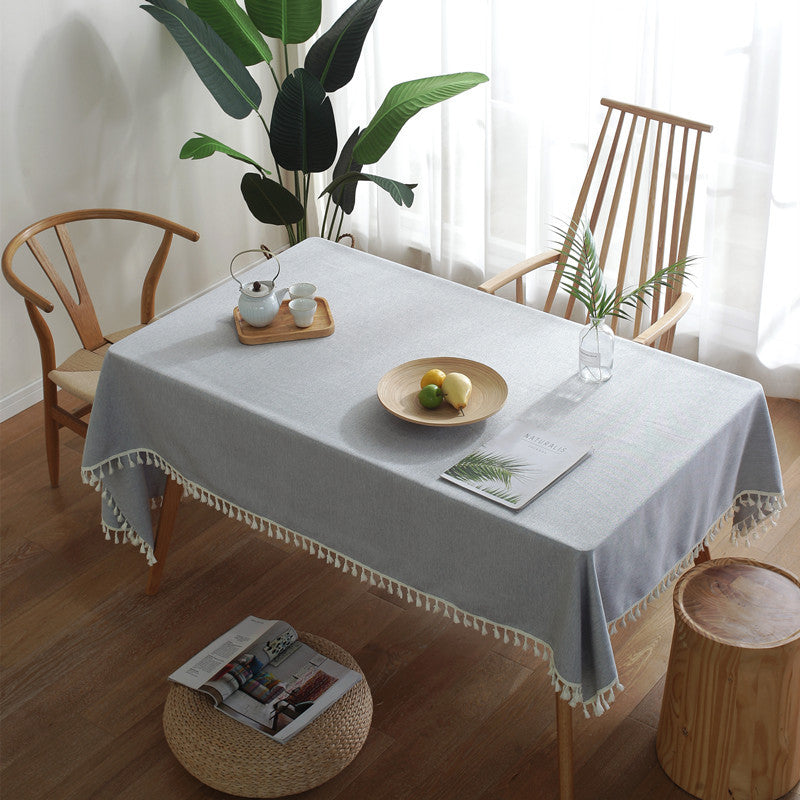 Elegante Fransenrand Tischdecke