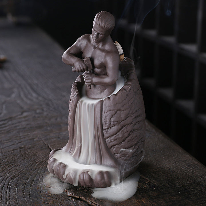 Künstlerische Wasserfall Männer Skulptur Räuchergefäß