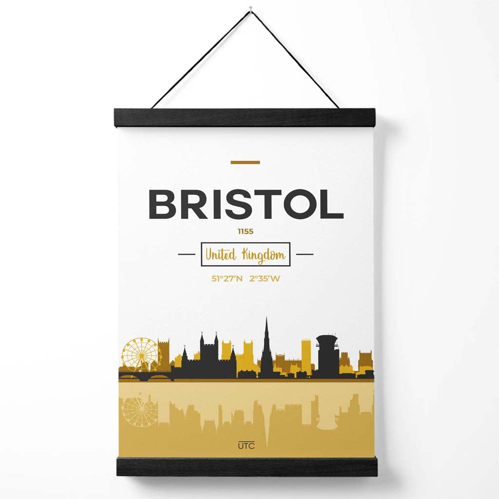 Bristol-Stadtbildposter in Gelb und Schwarz mit Aufhänger