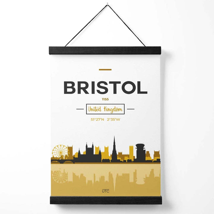 Bristol-Stadtbildposter in Gelb und Schwarz mit Aufhänger