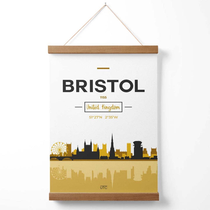 Bristol-Stadtbildposter in Gelb und Schwarz mit Aufhänger