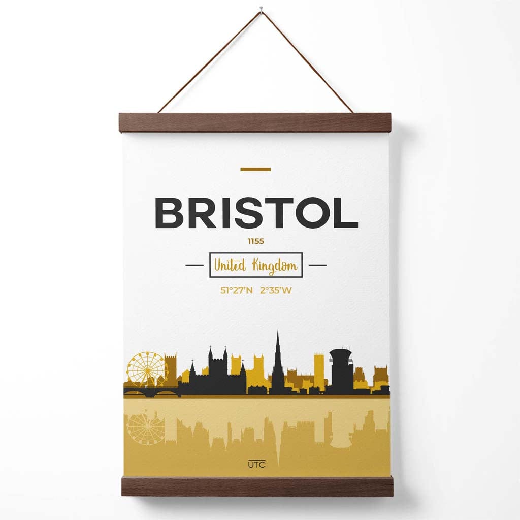 Bristol-Stadtbildposter in Gelb und Schwarz mit Aufhänger
