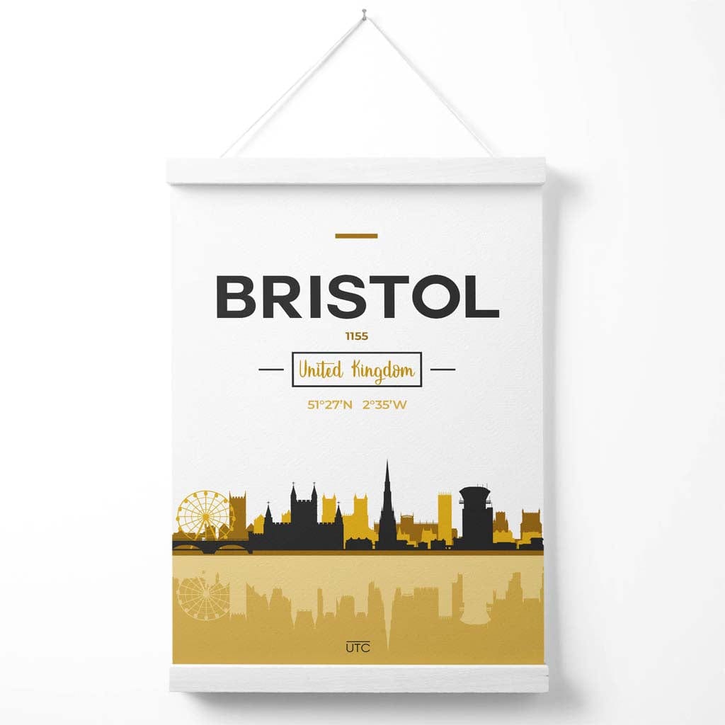 Bristol-Stadtbildposter in Gelb und Schwarz mit Aufhänger