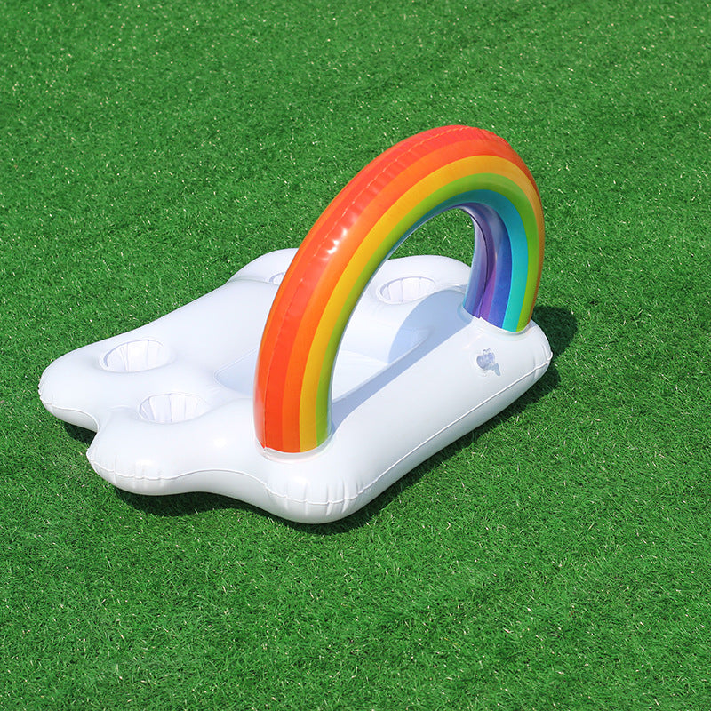 Damen Aufblasbare Regenbogen-Schwimminsel mit integrierten Getränkehaltern Karnz