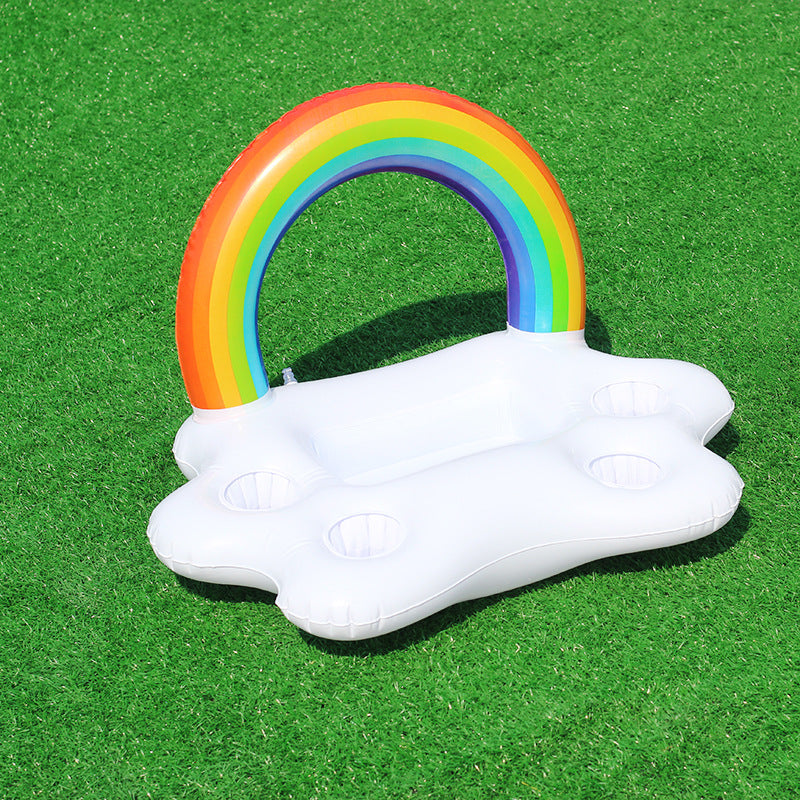 Damen Aufblasbare Regenbogen-Schwimminsel mit integrierten Getränkehaltern Karnz