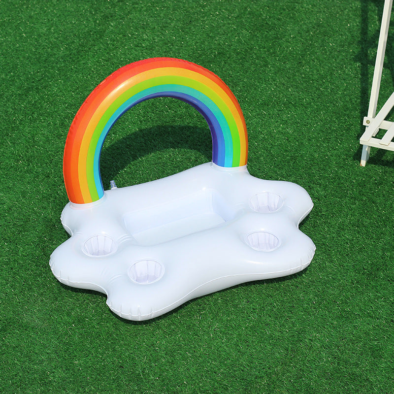 Damen Aufblasbare Regenbogen-Schwimminsel mit integrierten Getränkehaltern Karnz