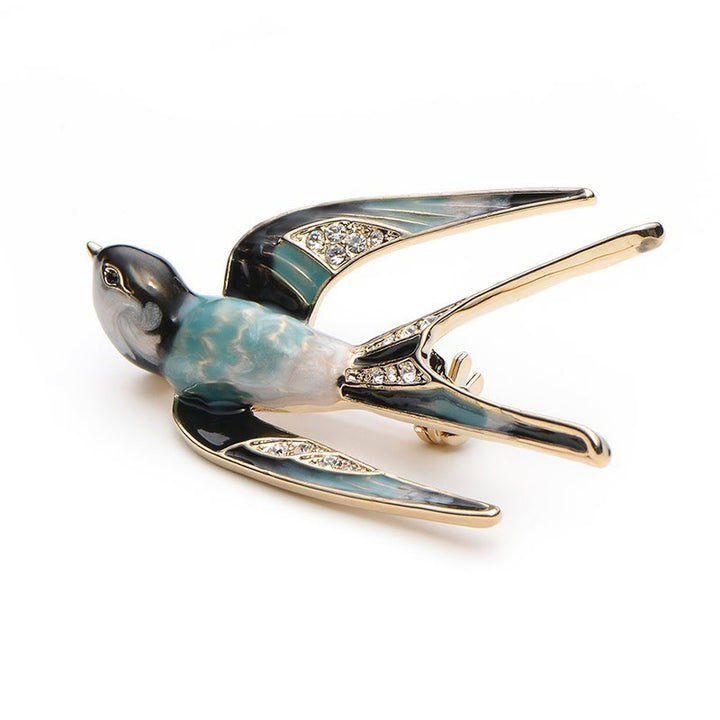 Ornate Vogel-inspirierte Emaille Brosche Karnz