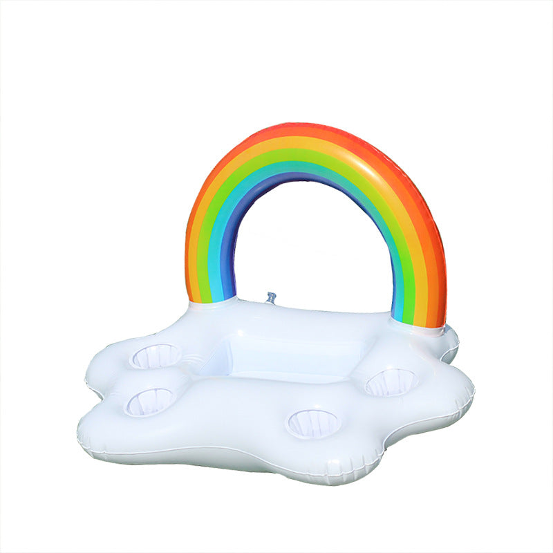 Damen Aufblasbare Regenbogen-Schwimminsel mit integrierten Getränkehaltern Karnz