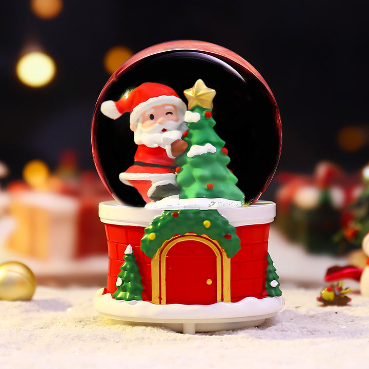 Weihnachtliche Schneekugel mit Licht, Musik und Schneeeffekt