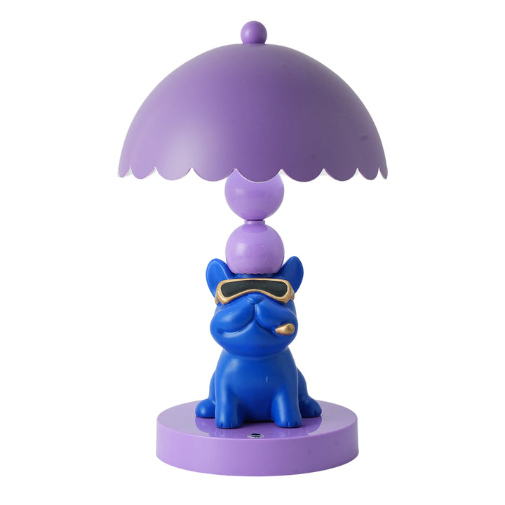 Coole Französische Bulldoggen-Tischlampe Lila