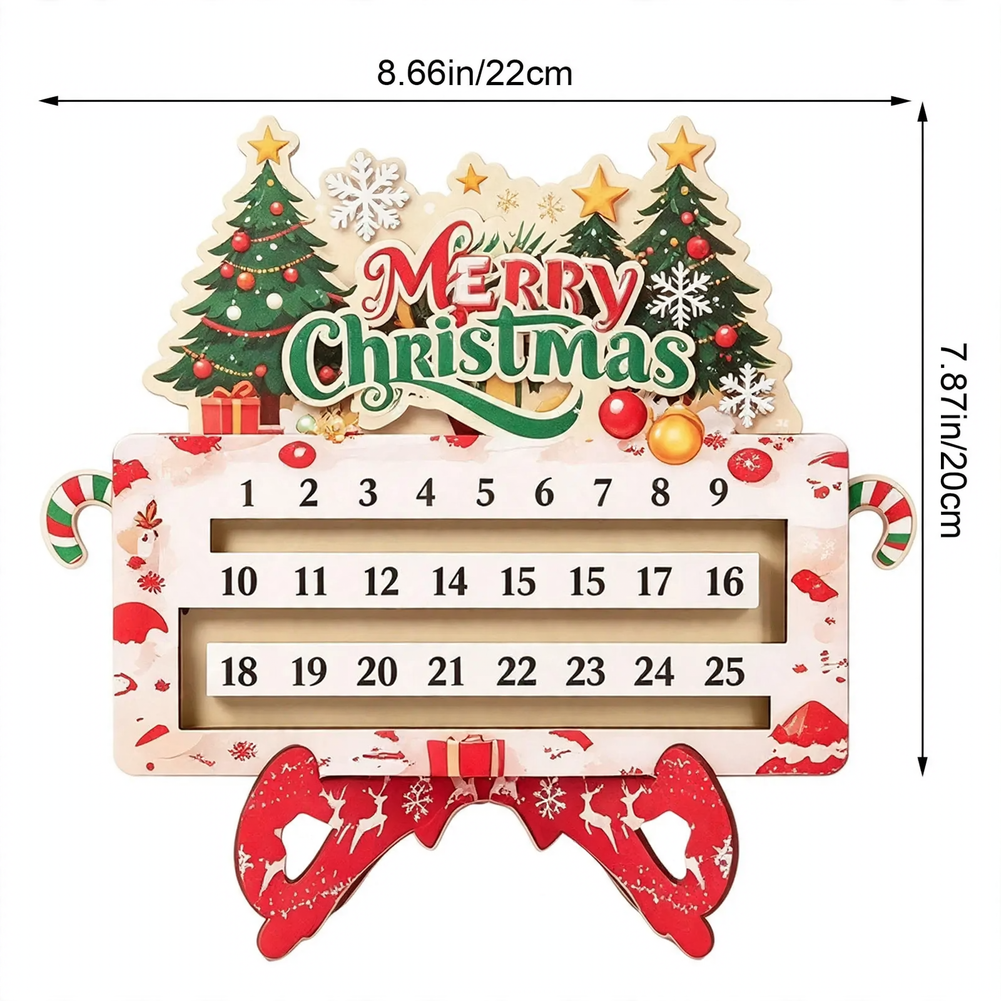 Holz-Adventskalender mit beweglichem Datumsmarker