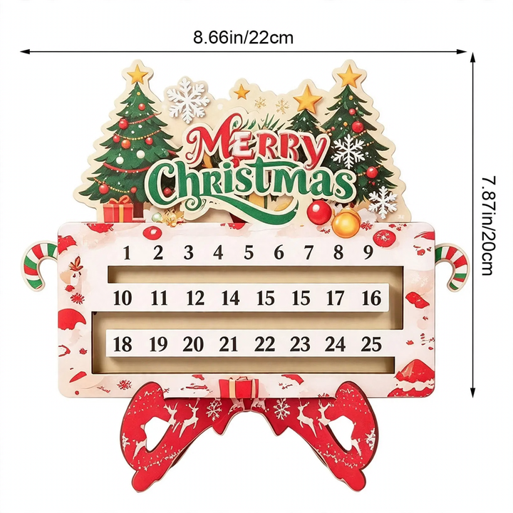 Holz-Adventskalender mit beweglichem Datumsmarker