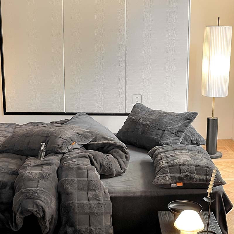 Milchfleece-Bettwäsche-Set, Plüsch-Optik, Winter