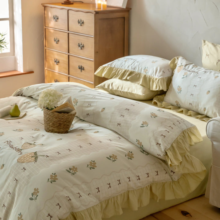Luxus-Bettwäsche-Set, 100er Baumwollsatin, bedruckt, 4-teilig