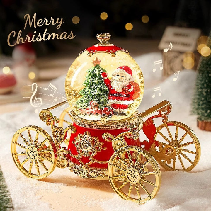 Weihnachtliche Schneekugel mit Spieluhr und Kutschen-Design