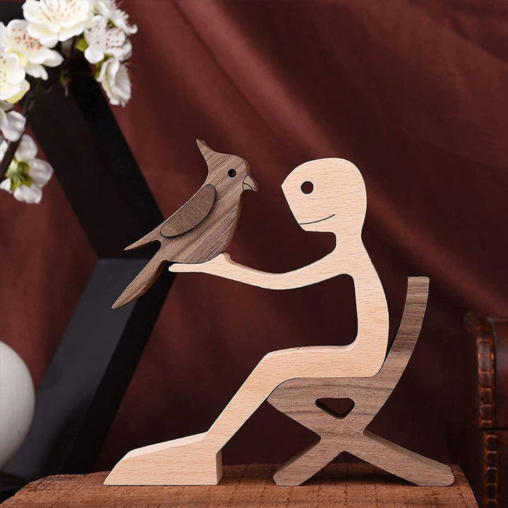 Geschenk Für Tierliebhaber - Holzskulptur Tischornamente - Die Liebe Zwischen Dir Und Deinem Fellfreund | Karnz