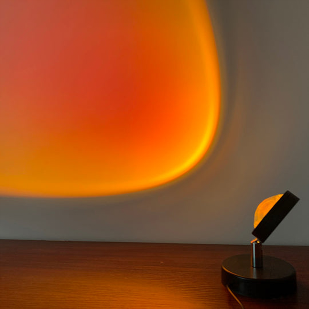 SunsetLuxe - Retro Sonnenuntergang Tischlampe | Warmes LED Umgebungslicht für Schlafzimmer und Wohnzimmer | Karnz