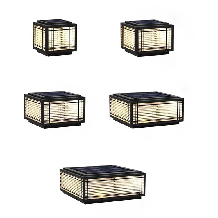 Traditionelle chinesische quadratische Aluminium-Glas 1-Licht Post Kopf Licht für Garten | Karnz