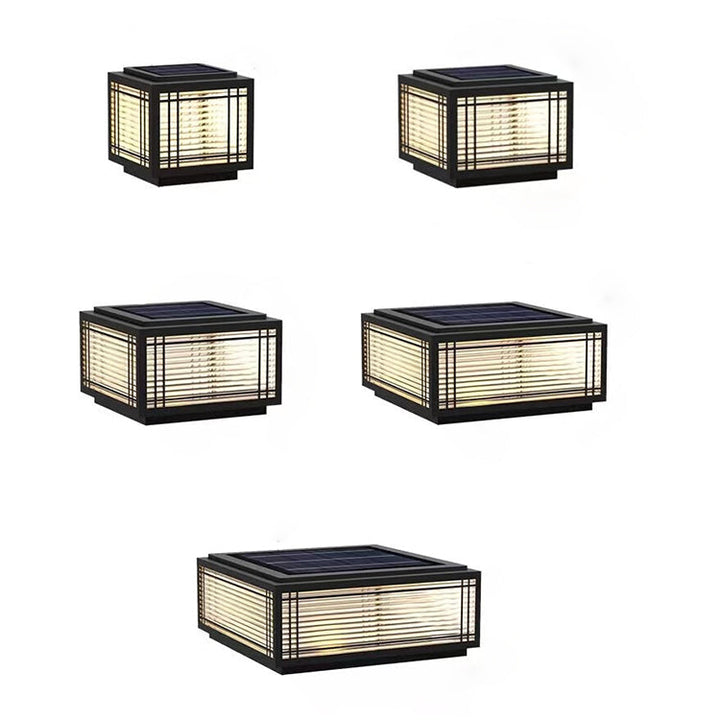 Traditionelle chinesische quadratische Aluminium-Glas 1-Licht Post Kopf Licht für Garten | Karnz