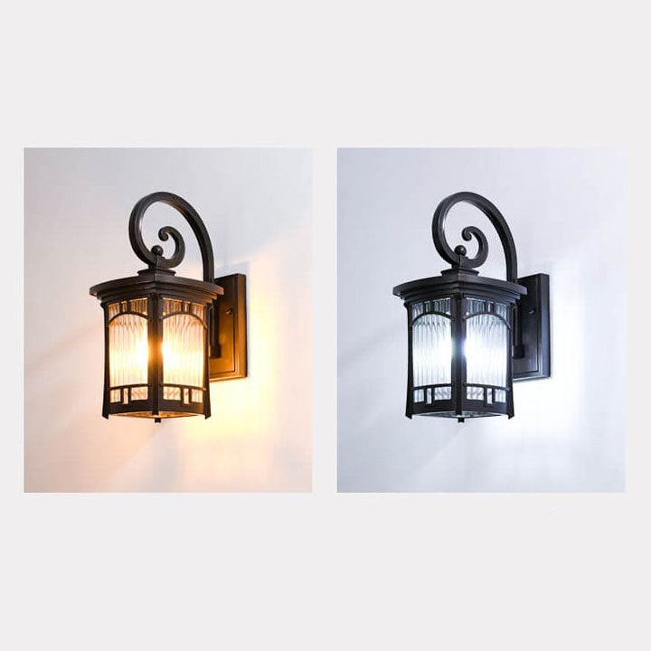 Moderne quadratische Aluminium-Glas-carved 1-Licht Außen wasserdichte Wandlampe | Karnz