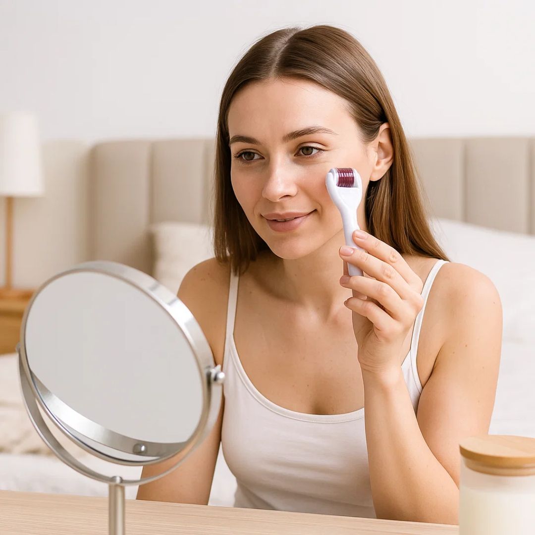 DermaGlow Mikronadel Derma Roller Set – Anti-Aging – Titan Nadeln – Hauspflege für Frauen Karnz