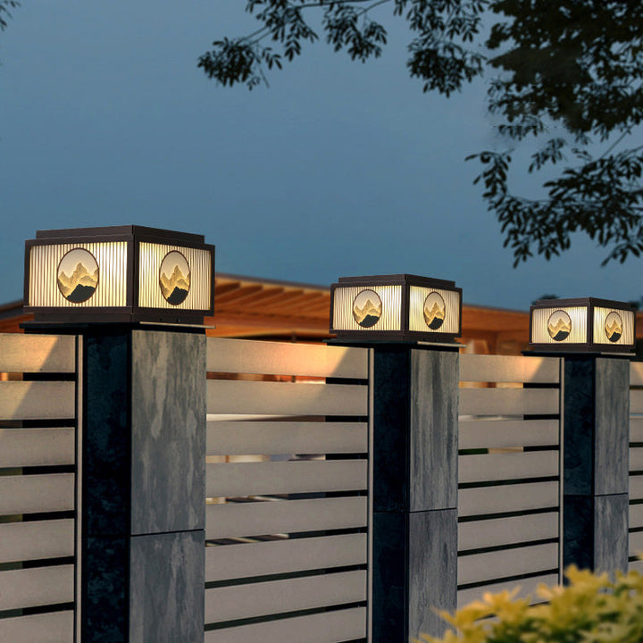 Modern minimalist Solar wasserdicht quadratisch Aluminium Glas LED Postkopflicht für Garten | Karnz