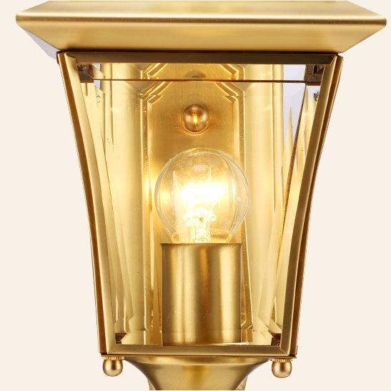 Europäische, moderne Luxus-Wandleuchte für den Außenbereich, viereckig, wasserdicht, aus Messing und Glas, mit einer Lichtquelle