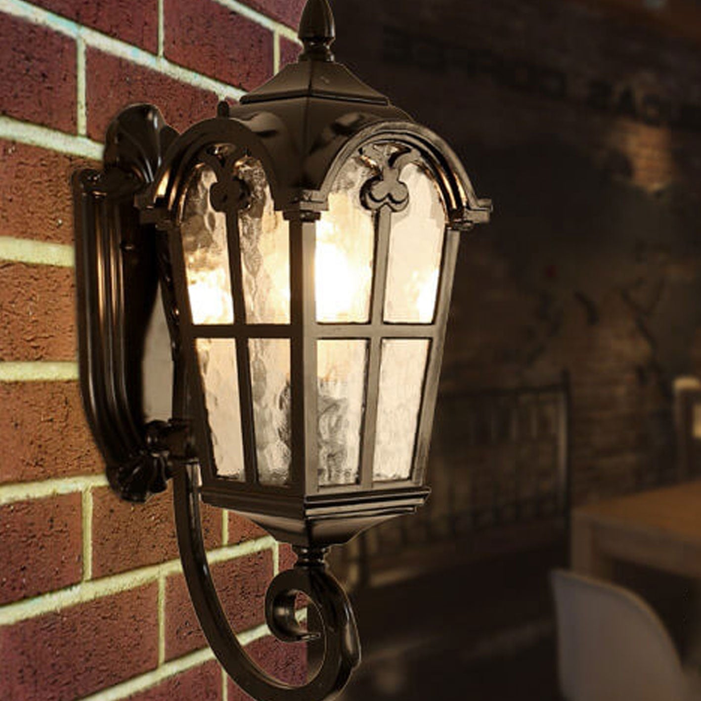 Europäische Retro-Wandlaterne aus Glas und Aluminium, wasserdicht, für den Außenbereich, 1-flammig