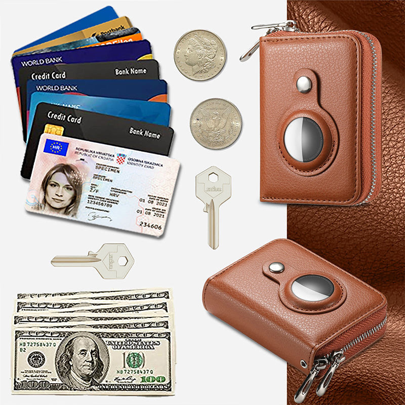 Intelligente AirTag-Zip RFID Leder Geldbörse