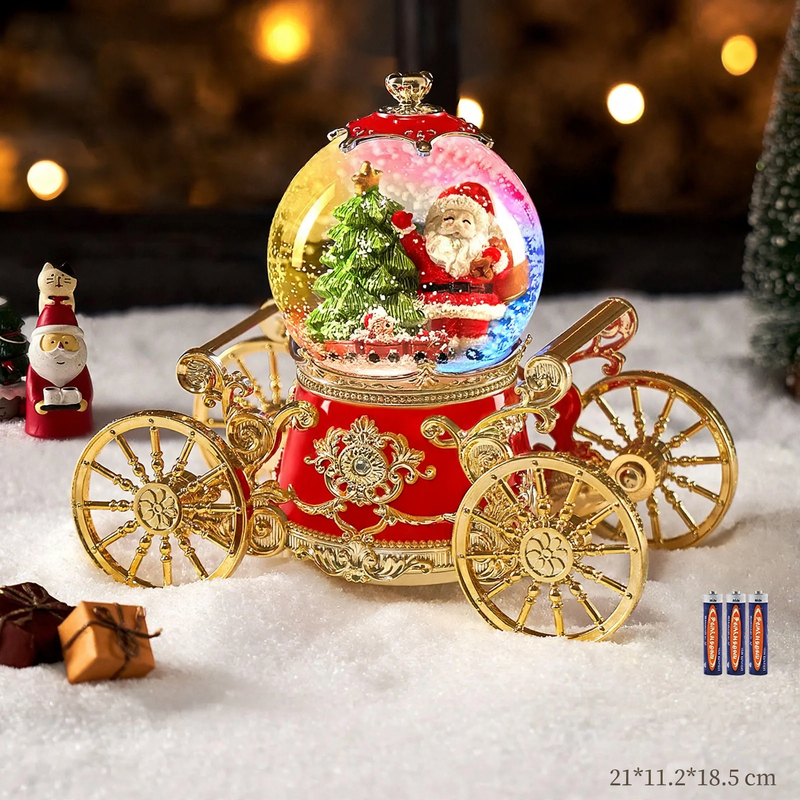 Weihnachtliche Schneekugel mit Spieluhr und Kutschen-Design