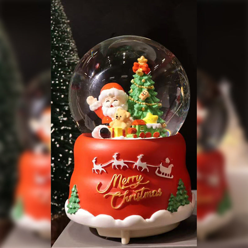 Weihnachtliche Schneekugel mit Musik und Licht