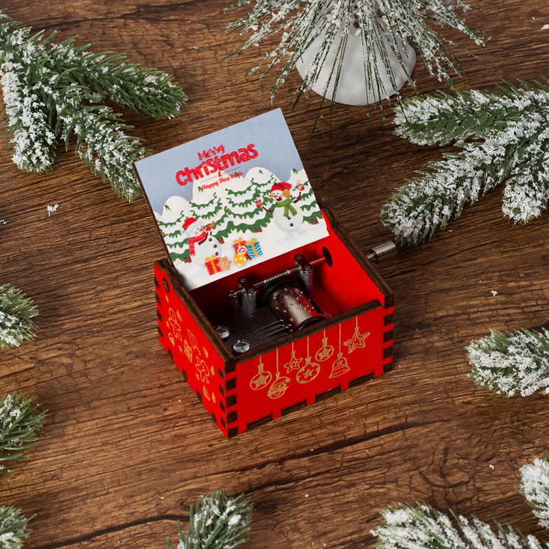 Dekorative hölzerne Spieluhr mit Weihnachtsmotiven