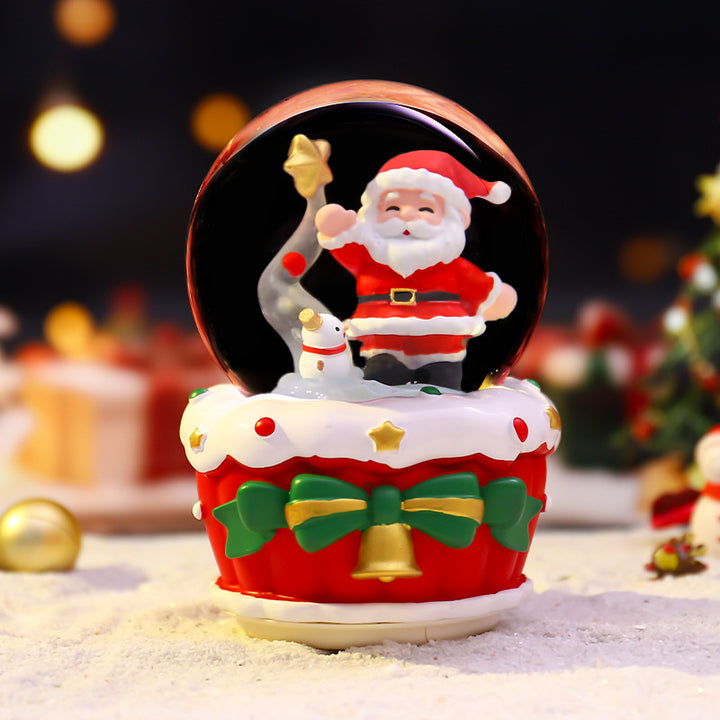 Weihnachts-Spieluhr mit Glaskugel und Schneeeffekt