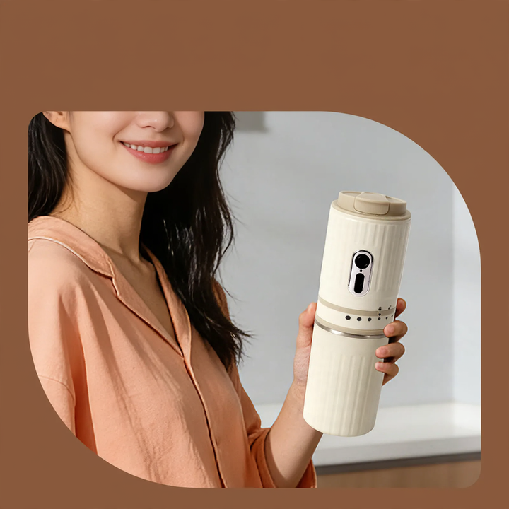 Tragbare Kaffeemühle und Brühmaschine in einem